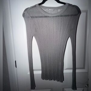 Zara Light Gray Sheer Knit Top